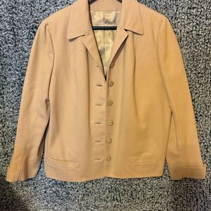 Rosenblum Women's Vintage Brown Button-Down Mid-Length Wool Jacket Size 10